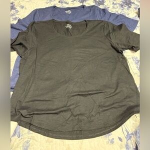 Chico’s Black and Blue Scoop Neck T-Shirts